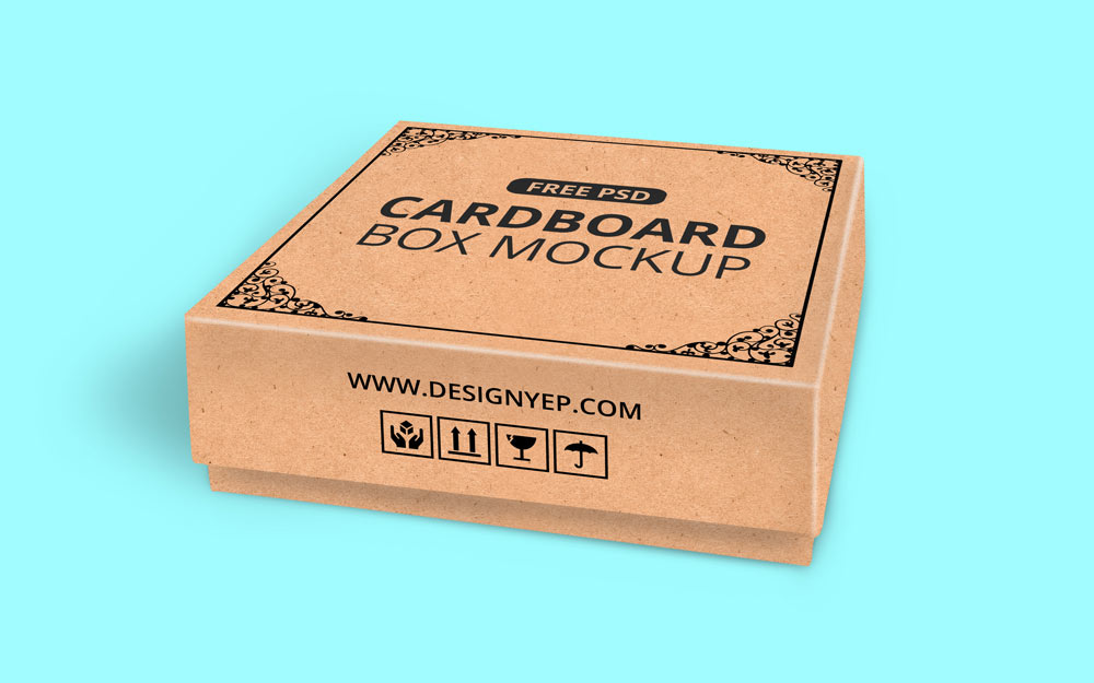 Free Cardboard Box Mockup PSD