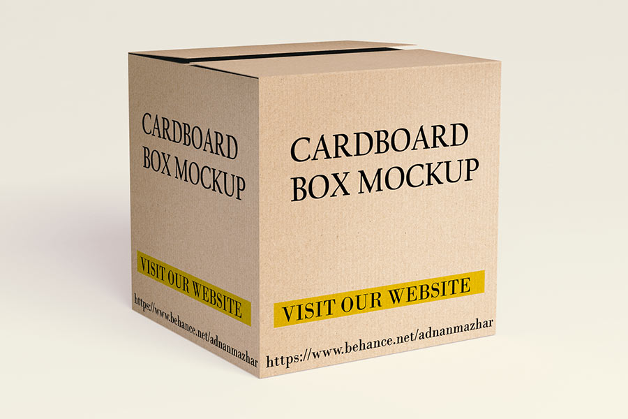 Free PSD Square Cardboard Box Mockup Design