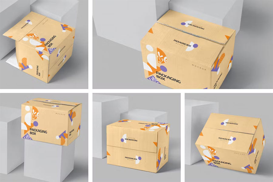 Large Rectangular Cardboard Packaging Box Mockups