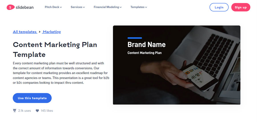 Content marketing plan template by Slidebean