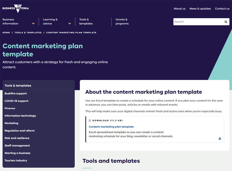 Content marketing plan template