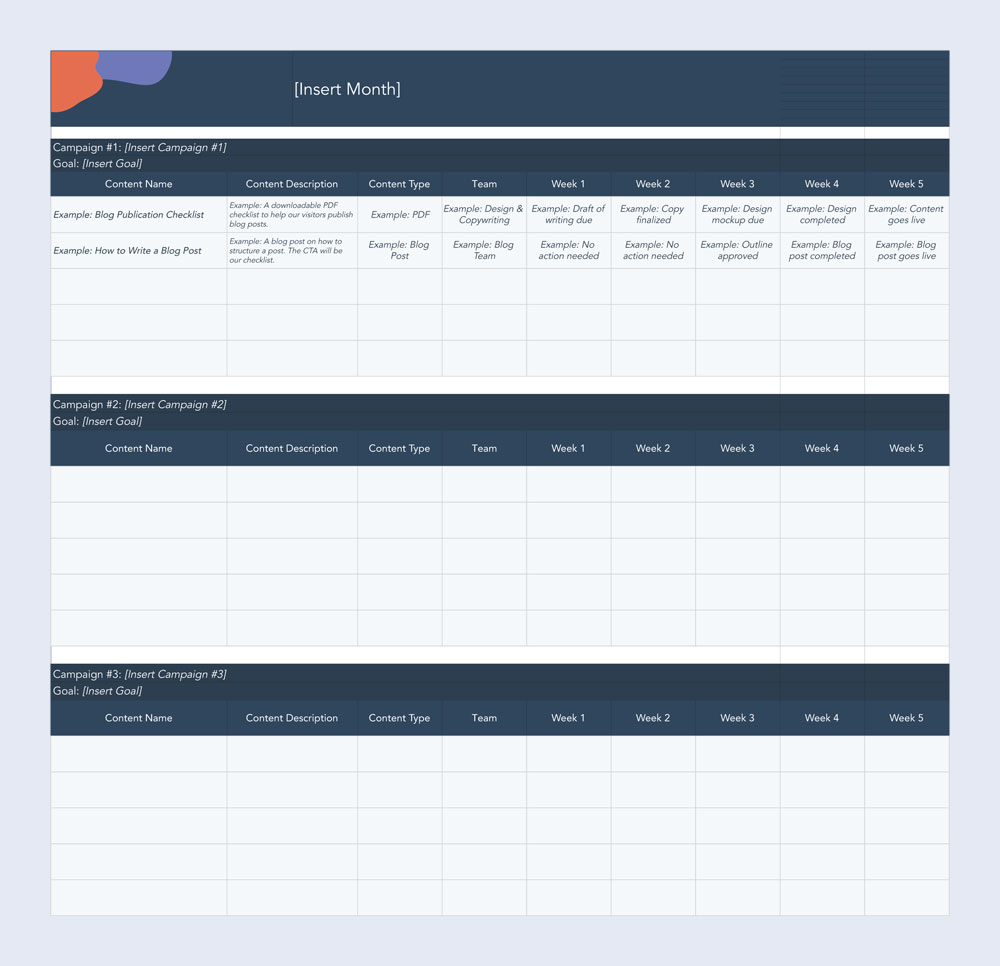 Monthly Content Planning Template