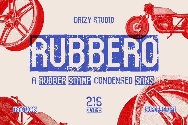 Rubbero Rubber Stamp Condensed Font