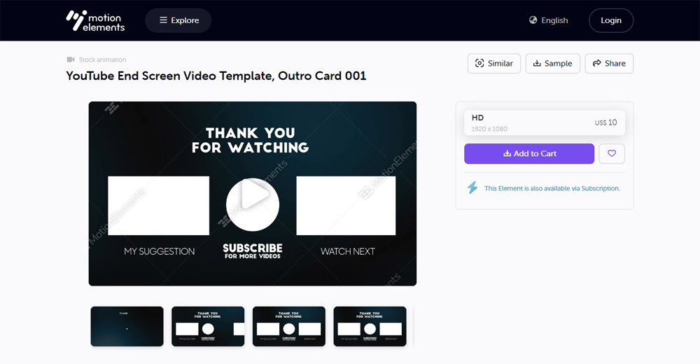 YouTube End Screen Video Template
