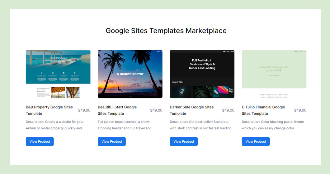 Google Sites Templates Marketplace