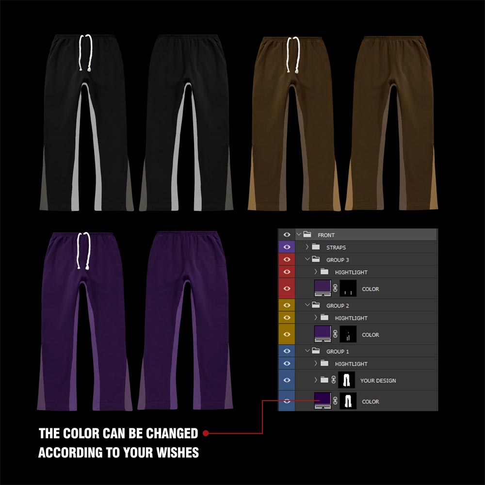 Mockup Flared sweatpants Front and Back