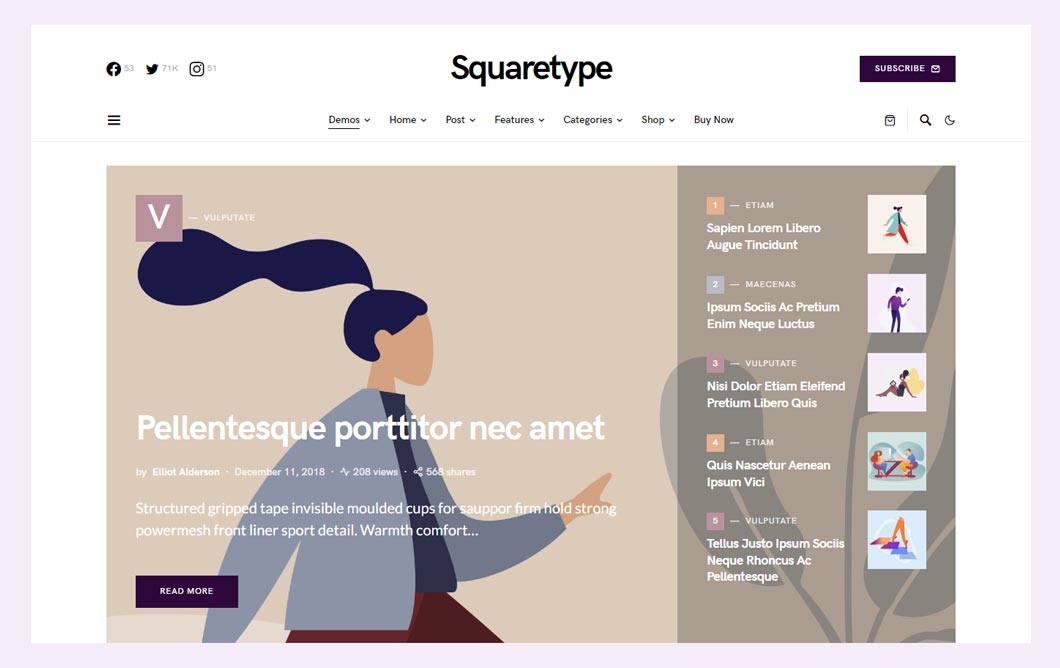 Squaretype Modern Blog WordPress Theme