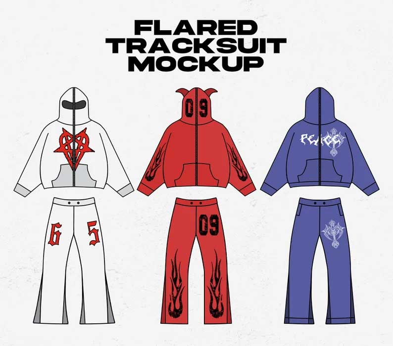 Streetwear Flared Tracksuit Mockup