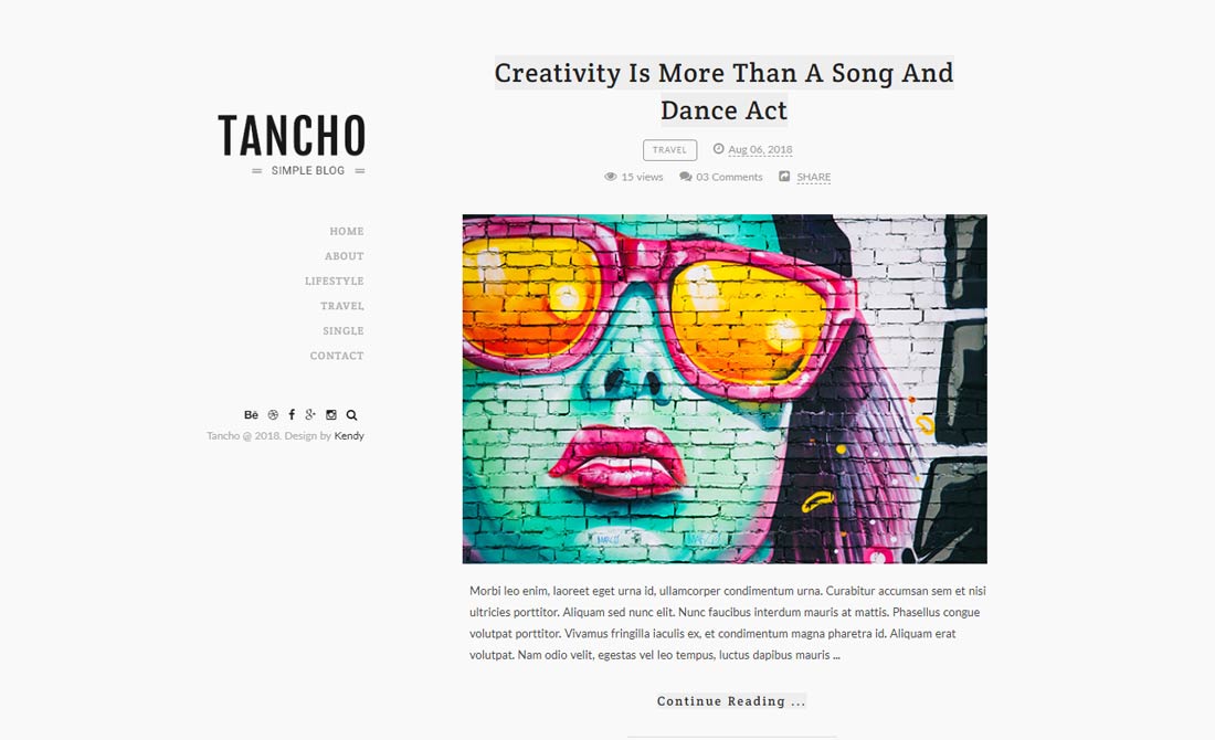 Tancho - Simple Blog HTML Template