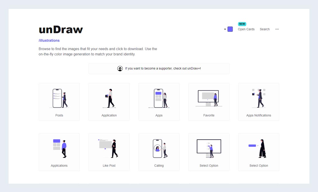 UnDraw – Open Source Illustration Library